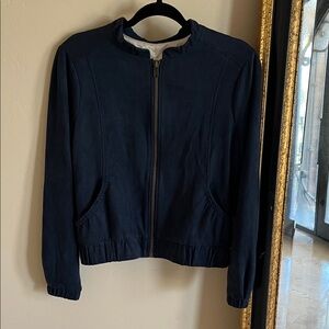 CHA SOL Faux Suede Zip Front Bomber Jacket